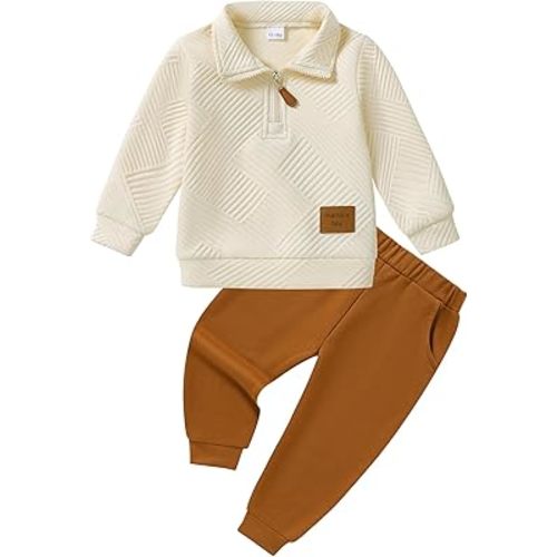 ZOEREA Toddler Baby Boy Clothes Outfits Long Sleeve Solid Sweatshirt and Pants 2 Piece Fall Winter Sweatsuit Set 1-5T