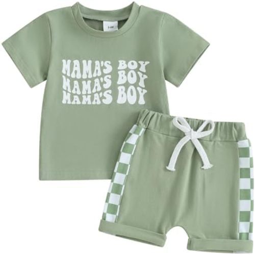 Toddler Baby Girl Boy Summer Clothes Mama Daddy Baby Outfit Letter Shirt Elastic Shorts 2Pcs Girls Boys Clothes