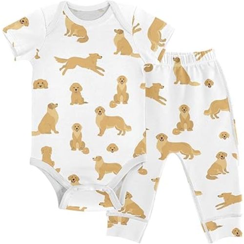 vvfelixl Baby Pants Sets Cute Dogs Puppy Short Sleeve Baby Clothes For Boys Girls 0-24 Months