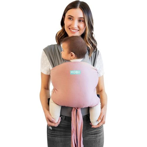 Moby Baby Wrap Carrier Easy-Wrap for Newborns to Toddlers (8-33lbs), Infant Sling Carrier, Lightweight & Hands Free Design for Mom and Dad, Adjustable for All Body Types (Charcoal/Dusty Rose)