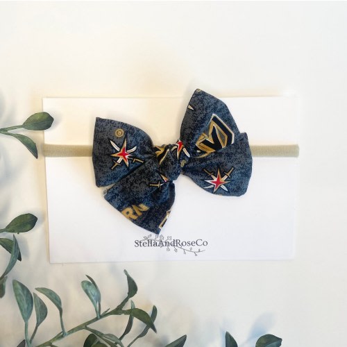 Golden Knights Baby Bow, Newborn Baby Bow, Baby Girl Bow, Baby Headband, Girl Hair Bows, Vegas Golden Knights Hair Bow, Vegas Golden Knights