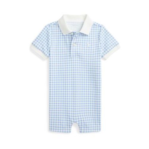 Baby Boys Gingham Printed Soft Cotton Polo Shortall