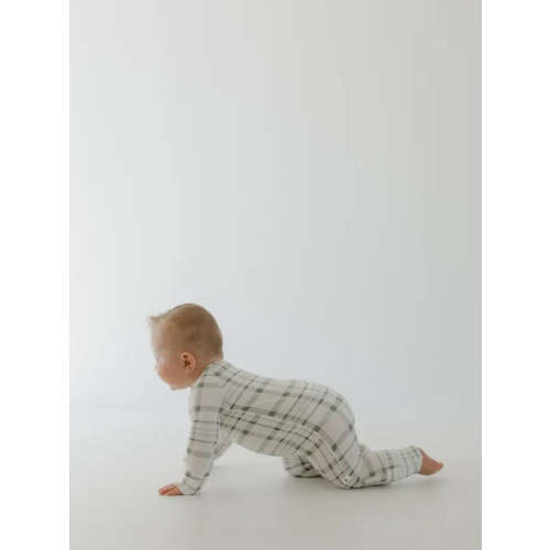 Forever French Bamboo Zip Pajamas- Picnic Plaid (0-3 Months, or 3-6 Mos)