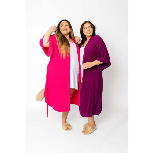 club rose ribbed robe