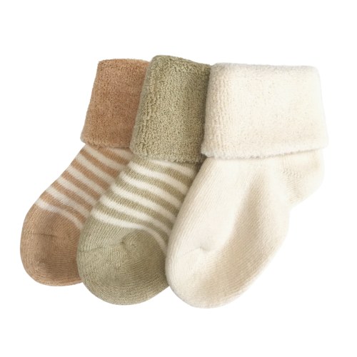 Undyed organic cotton 3 pack Striped socks