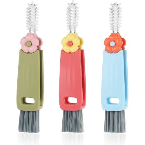 3pcs 3 in 1 Cup Lid Cleaning Brush, 5,04x0,94in Multifunctional Cleaning Brush Cup Lid Clener Brush for Home Kitchen Crevice Clean Bottle Gap Cleaning Tools