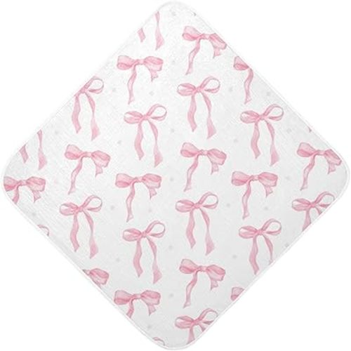 Baby Towel Ribbon Bows Baby Hooded Towel Watercolor Bath Towels for Baby Newborns Hooded Towel for Boys Girls Infants Toddlers 30x30 Inch