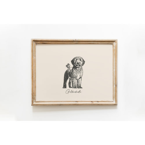 Dog Vintage Print | Goldendoodle Print | Dog Drawing | Farmhouse Print | Countryside Wall Art