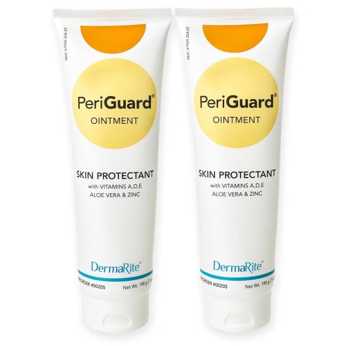 DermaRite's PeriGuard Ointment Skin Protectant - Vitamins A, D, E, Aloe Vera & Zinc, Goes on Clear, Easy to Remove - 7 oz. Tube, 2 Count