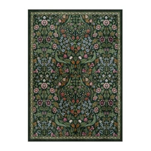 Lahome 5 x 7 (ft) Dark Green GST Intricate Floral Abundance Short Pile Velvet Rectangular Indoor Area Rug