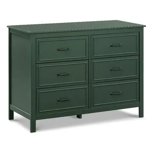 DaVinci Charlie 6-Drawer Baby Dresser - Wooden Double Chest of Drawers for Kids, Boys and Girls - Multi-Purpose Storage for Bedroom, Nursery, Living Room & Hallway, Easy to Assemble - Forest Green