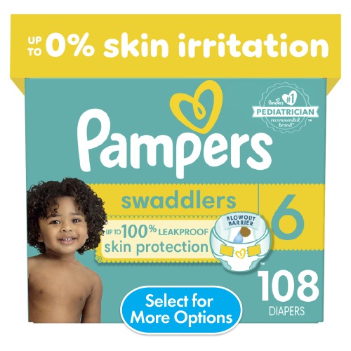 Pampers Swaddlers - Size 6, 108 Count Diapers, Enhanced Leak Protection, Dermatologist Approved