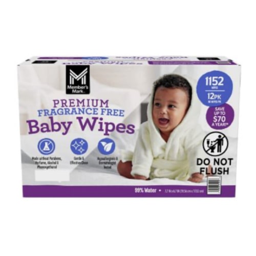 Member's Mark Premium Baby Wipes, Fragrance Free, 12 pk., 1152 Wipes - Sam's Club