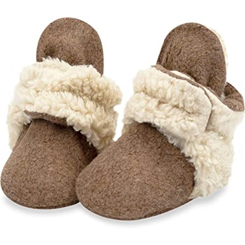 Zutano Unisex Fleece Baby Booties, Soft Sole and Non Slip | Stay On Slipper Socks for Infant/Toddler, Girls, Boys 3-24 Months