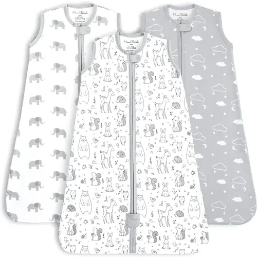 Mama Cheetah Baby Sleep Sack 0.5 TOG, Organic Cotton Baby Wearable Blanket, Swaddle Transition Baby Sleeping Bag, Boy Girl Newborn Infant, S (0-6 Month), 3-Pack