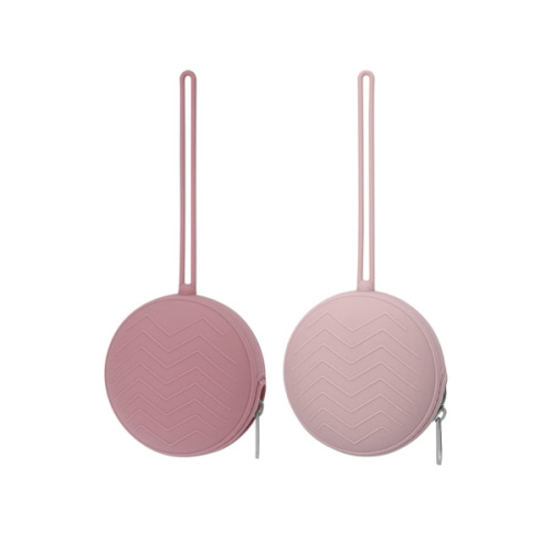 2 Pack Silicone Pacifier Holder Case, BPA Free Newborn Baby Pouch for Boys & Girls, Portable Container (Powder Rose, Dusty Lilac)