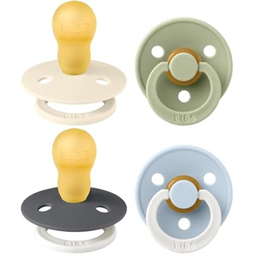 BIBS Colour Soother 4-Pack | BPA Free Dummy Pacifier | Round Nipple | Natural Rubber Latex | Made in Denmark | Size 18-36 Months | Deep Space Mix