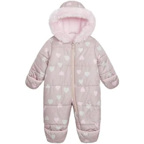 Carter's baby-girls Puffer Pram Suit – Faux Fur Trim Hooded One-piece With Cozy Insulation