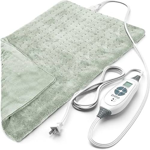 Pure Enrichment PureRelief XL Heating Pad - 12" x 24" Electric Heating Pad for Back Pain & Cramps, 6 Heat Settings, FSA/HSA Eligible, Soft Machine Wash Fabric, Auto-Off & Moist Heat (Zen Green)