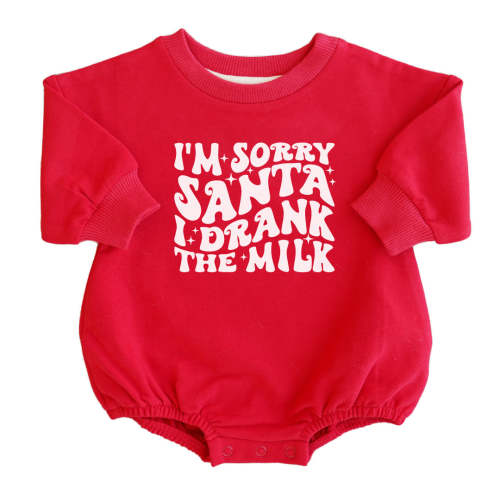 Christmas Sweatshirt Bubble Romper | Berry Red