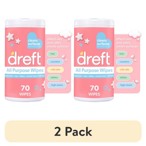 (2 pack) Dreft All Purpose Cleaning Wipes Baby Essentials, Surface Cleaning Supplies, 70 Count