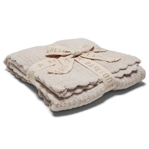 Barefoot Dreams® CozyChic® Heirloom Receiving Blanket, Stone, 30"x30"