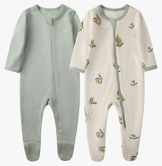 O2 BABY Baby Boys Girls Organic Cotton Zip-Front Sleeper Pajamas, Footed Sleep 'n Play