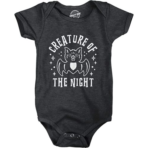 Creature of The Night Baby Bodysuit Funny Cute Halloween Bat Graphic Jumper for Infants