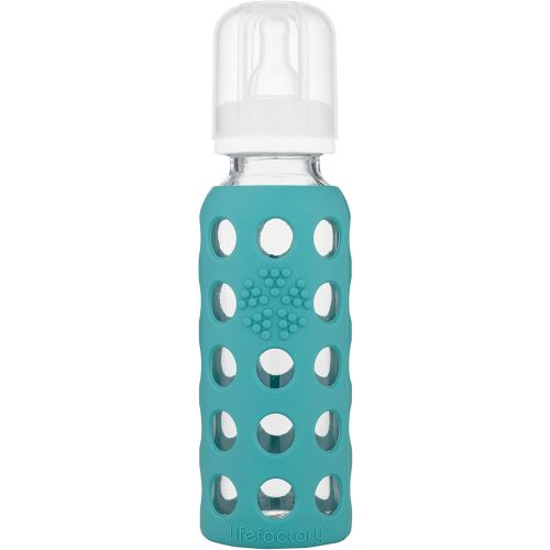 Lifefactory 9-Ounce Glass Baby Bottle with Stage 2 Nipple and Protective Silicone Sleeve Kale (LF110018C4)