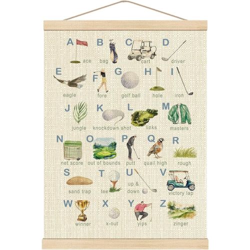 Boat Wades Golf Alphabet Nursery Wooden Poster Hangers 12x16 Inch,Golf Gifts Poster Hanger Frame,Golfs Nursery Decor For Boy Kids Room Nursery
