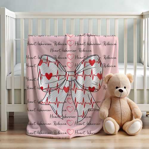 Personalized chd Blanket | Heart Warrior Blanket | ekg bow custom blanket| | CHD Warrior | CHD Baby blanket
