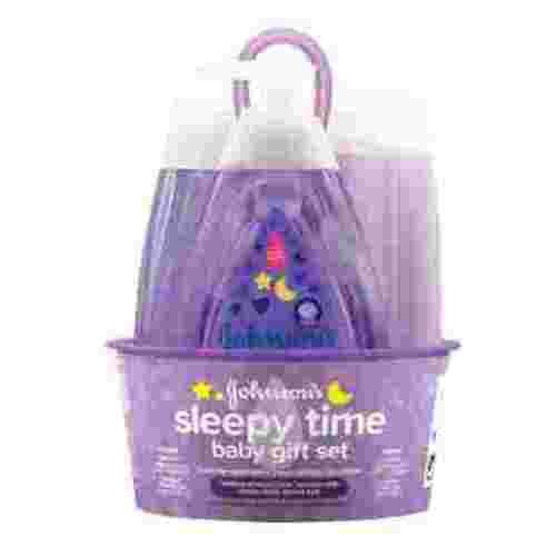 Johnson's Sleepy Time Bedtime Baby Gift Set: New Born Bath Essentials with Lotion, Wash and Shampoo, 4 Items