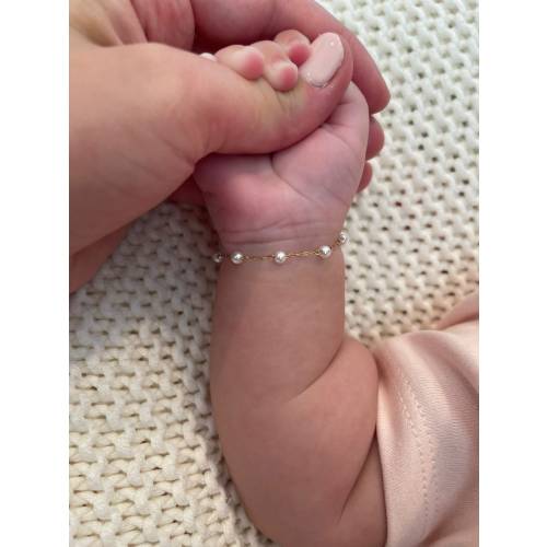 18K Gold filled Mom and Baby Bracelet, Matching Bracelets, Mom Baby Bracelet, Girls Bracelet, Baptism Bracelet, Kid Bracelet, Christmas gift