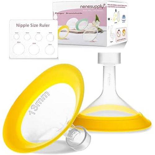 Nenesupply 13mm Oval Flanges Compatible with Medela Breast Pump Parts Replace Medela Flange Accessories. Work with Pump in Style Parts Symphony Parts Swing Maxi Harmony and Personalfit Flex