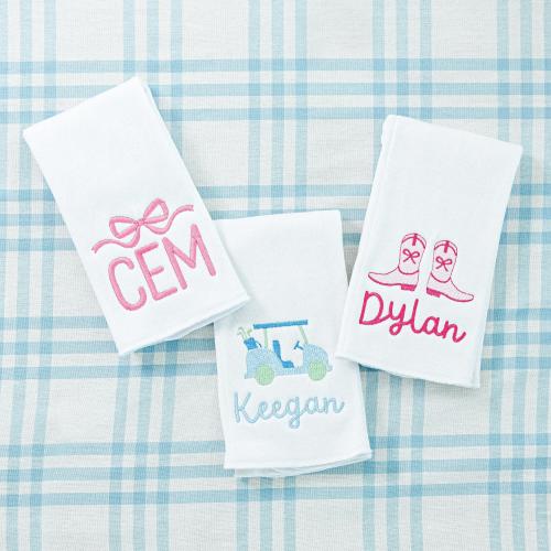 Trifold Burp Cloth with Motif // Cotton Burp Cloth, Monogrammed Burp Cloth, Personalized Cloth, Baby Shower Gift, Embroidered Burp Cloth