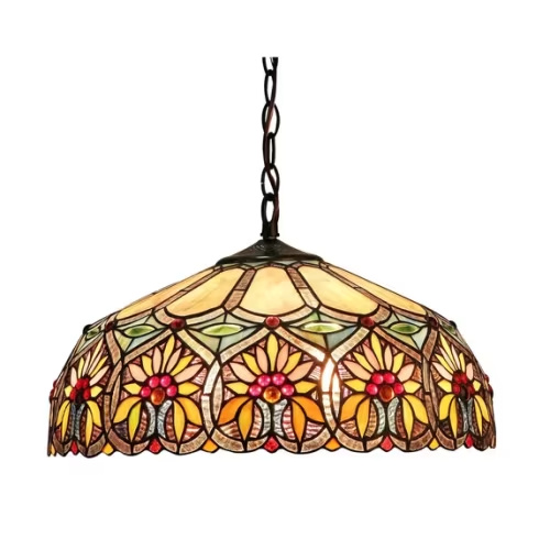 For Reading Nook: Tiffany-Style 2 Light Floral Ceiling Pendant