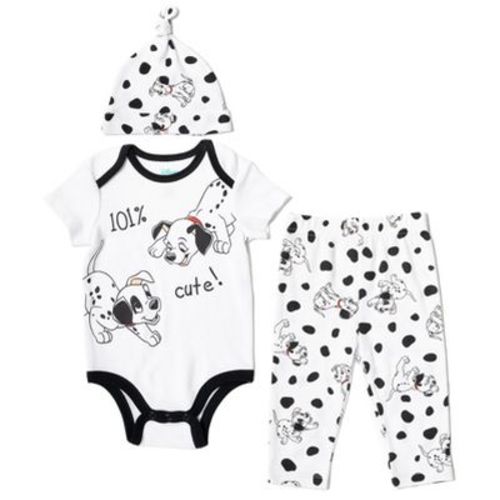 Disney 101 Dalmations Patch Infant Baby Boys 3 Piece Outfit Set: Cuddly Bodysuit Pants Hat White 24 Months