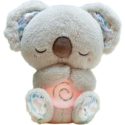 Relief Koala Breathing Stuffed Toy, Anxiety Relief Plush Breathing Animal, Sleeping Koala Plush Breathing with Musical Lights & Rhythmic Breathing Motion (A-Koala)
