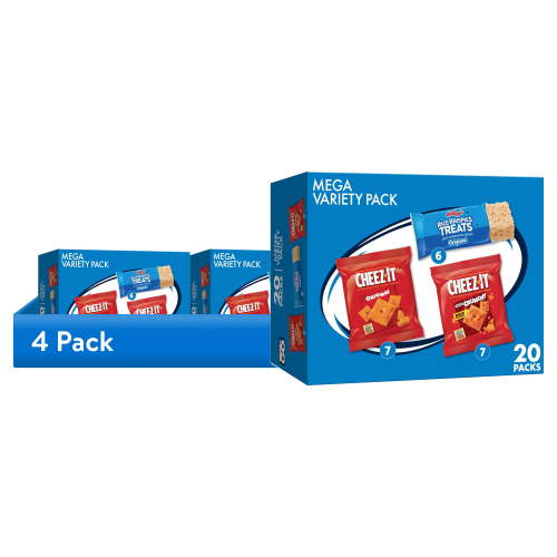 (4 pack) Kellogg's Variety Pack Assorted Snacks, Lunch Snacks, 20 Count