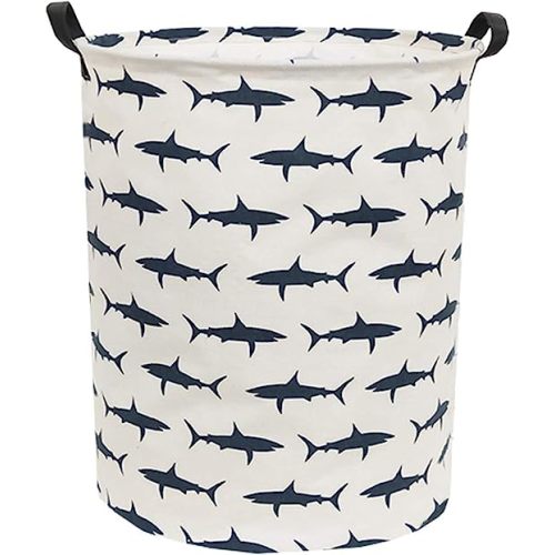 Kids Laundry Hamper,Canvas Shark Hamper Collapsible Boys Storage Baskets for Boys Room Decor,Nursery Hamper,Toy Organizer,(Shark)