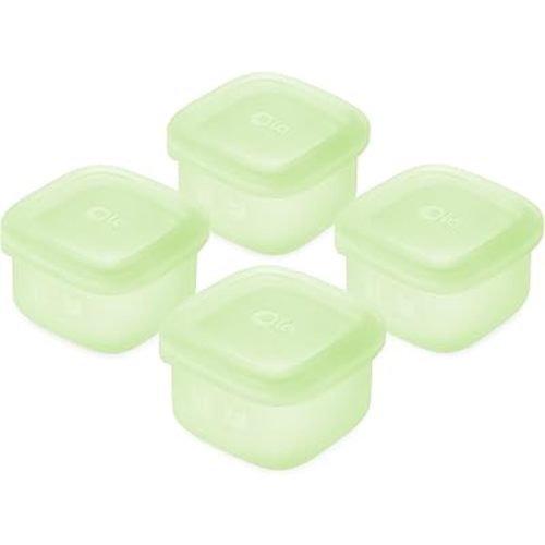 Olababy Clear Sense Silicone Storage Containers 4pk for Baby Food, Snacks, Formula, Puree, Sauce & More | Micro Plastic & BPA-Free | Daycare Essentials for Toddlers and Kids (Kiwi, 2 oz / 60 ml)