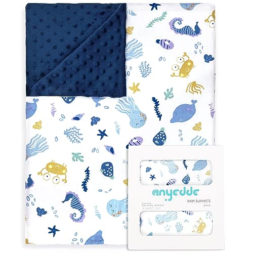 ANYEDDE Baby Blankets Super Soft for Boys Girls - Underwater World Minky Baby Blanket, with Double Layer Unisex Newborn Travel Blanket for Toddler Nursery (30 x 40 Inch)