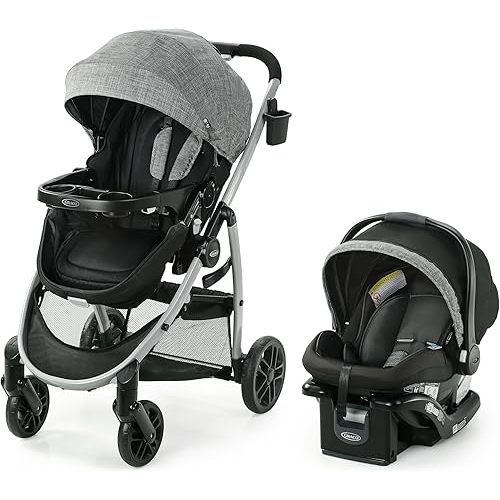 Graco Modes Pramette Travel System, Stroller & Car Seat Combo, 3-in-1 Stroller Modes, Includes Graco SnugRide 35 Infant Car Seat, Ellington