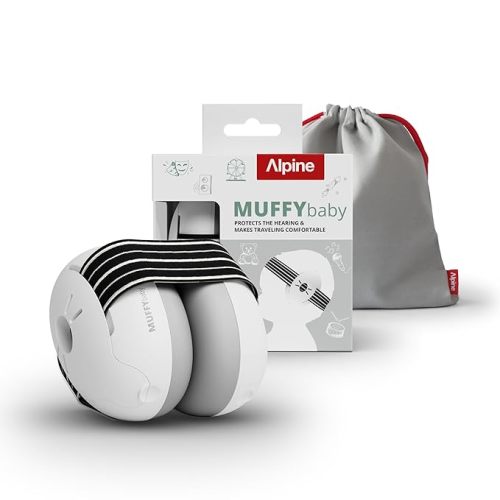 Alpine Muffy Baby Ear Protection for Babies and Toddlers up to 36 Months - CE & ANSI Certified - Noise Reduction Earmuffs - Comfortable Baby Headphones Against Hearing Damage & Improves Sleep - Black