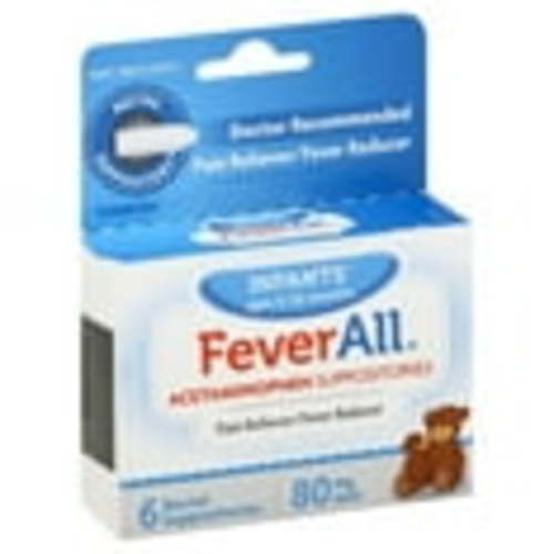 FeverAll Infants Pain Reliever & Fever Reducer Acetaminophen Suppositories, 6 Count, 80 mg, Rectal Suppositories