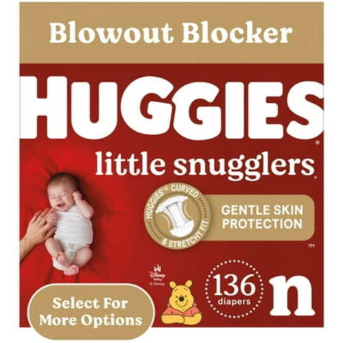 Huggies Little Snugglers Baby Diapers, Size Newborn (Up to 10 lbs), 130 Ct (Select for More)
