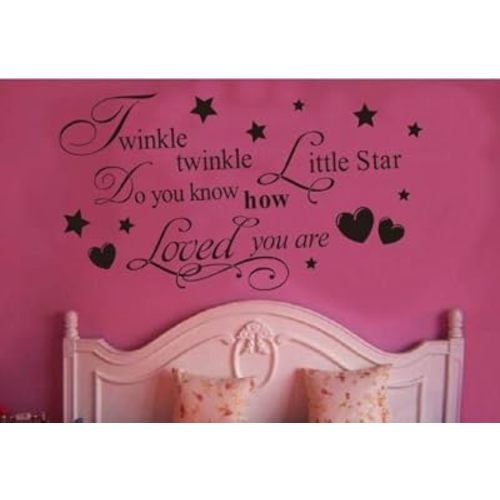 Twinkle Little Star Do You Know How Loved Are - Girl's or Boy's Room Kids Baby Nursery - Vinyl Wall Decal, Lettering Art Letters Decor, Quote Design Sticker, Saying Decoration