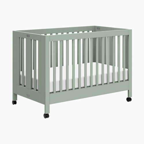 babyletto Maki Portable Folding Crib with Toddler Bed Conversion Kit - Light Sage