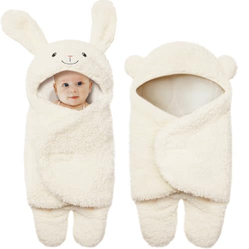 Riyiper 2 Pcs Baby Swaddle Blanket Boys Girls Cute Cotton Plush Receiving Blanket Bear and Bunny Baby Blanket Cute Baby Clothes Newborn Sleeping Wraps Baby Gifts Essential for Infant 0-6 Months