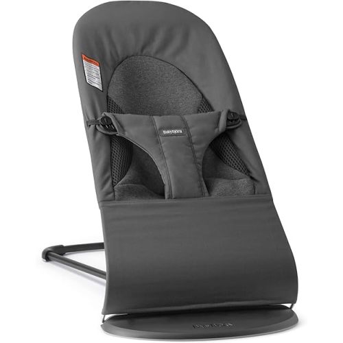 BabyBjörn Bouncer Balance Soft, Dark Gray, Woven/Jersey, Tri-Fabric | 2-in-1 Adjustable Baby Bouncer Seat and Toddler Chair, Newborn to Toddler (8-29 lbs), 4 Positions, Lightweight & Portable